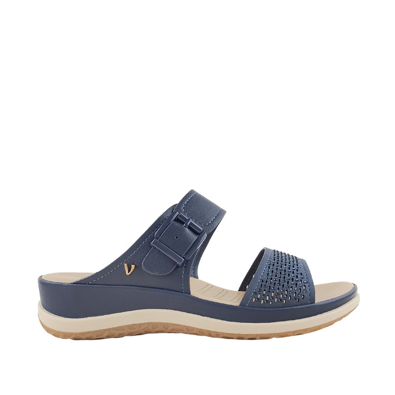 Sandalias flats Gladys para mujer color navy