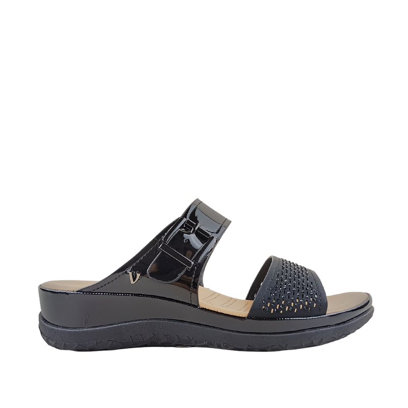 Sandalias flats Gladys para mujer color negro
