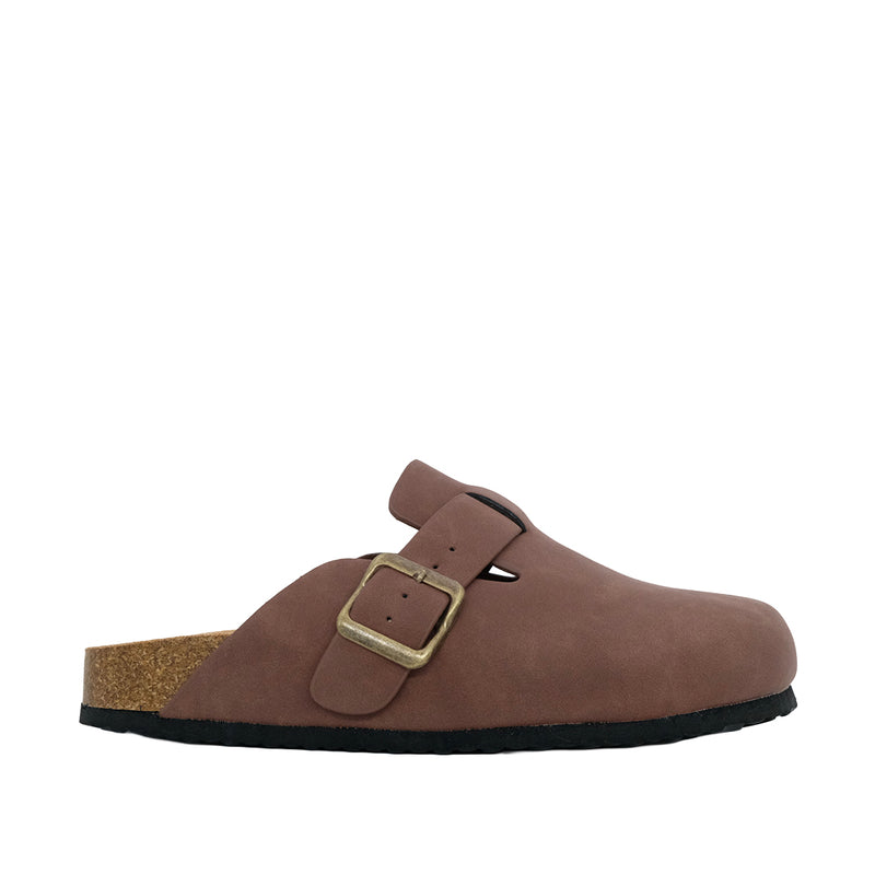 Sandalias flats Clogy para mujer color café