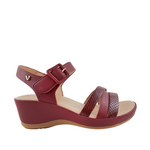 Sandalias de cuña Julieta para mujer color vino