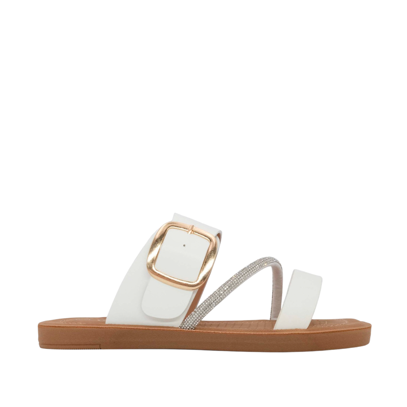 Sandalias flats Duna para mujer color blanco