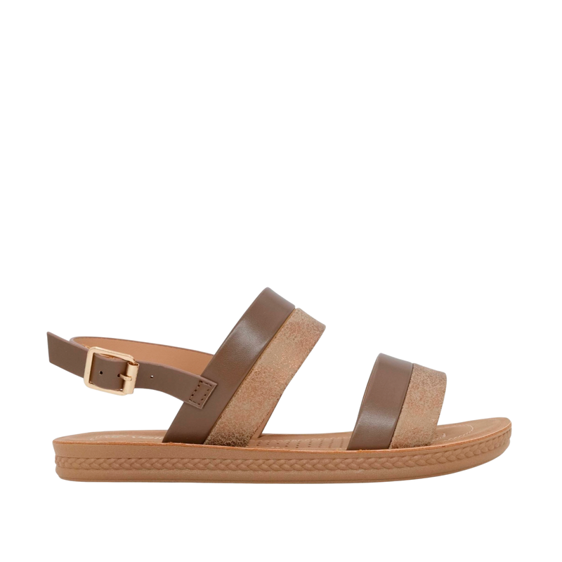 Sandalias flats Luna para mujer color café