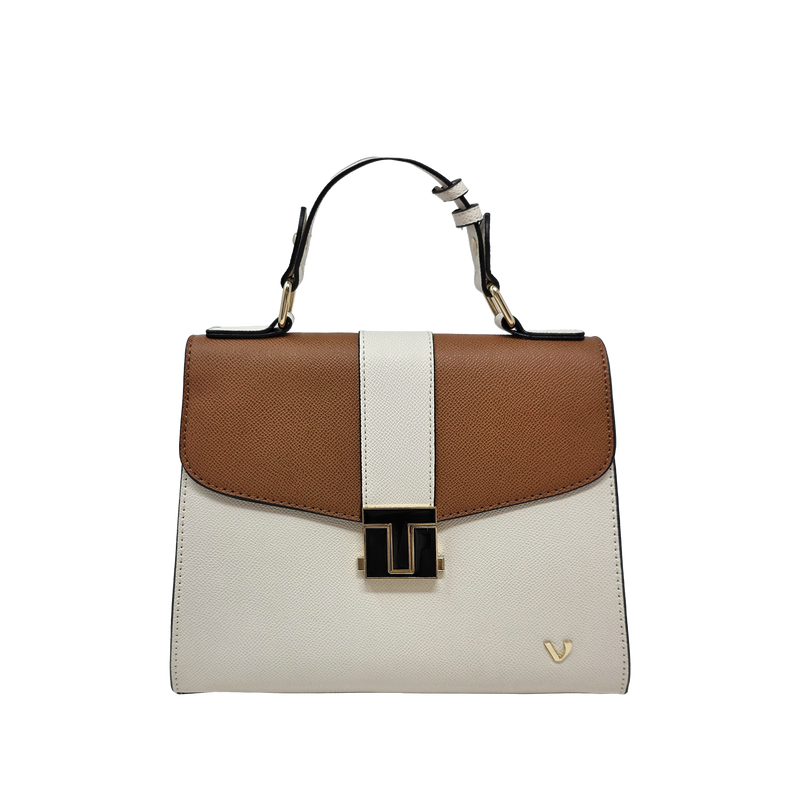 Cartera satchel Alessia para mujer color hueso