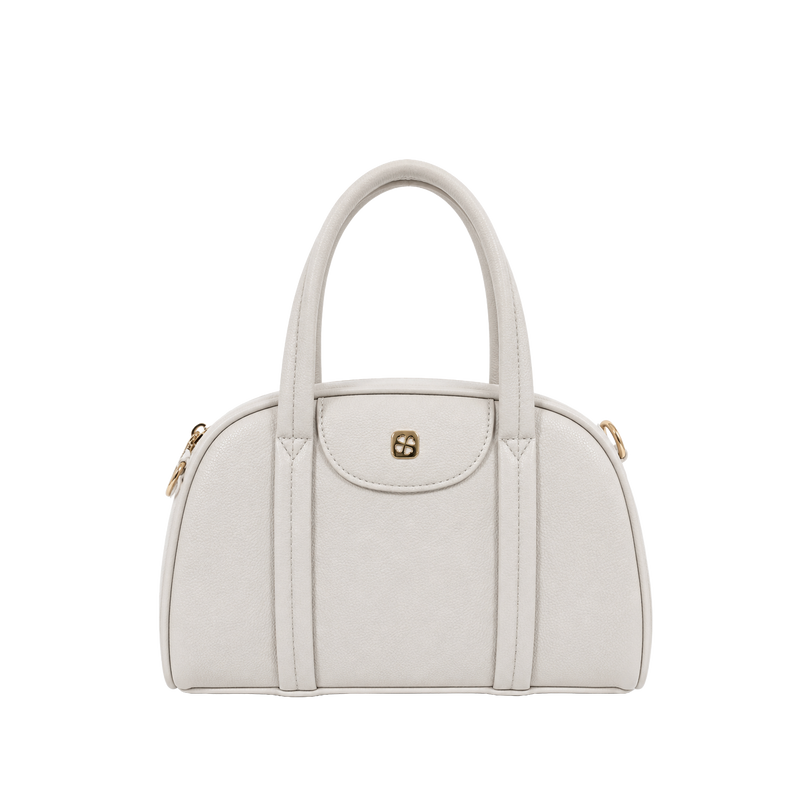 Cartera satchel Lari para mujer color hueso